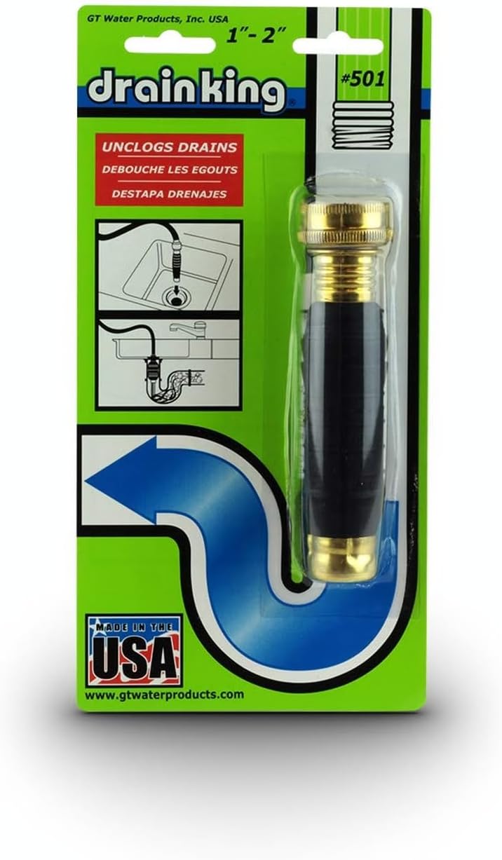 Drain King 501 Unclogs Bathroom Sinks, Showers, and Swimming Pool Drains, 1 to 2 Inch