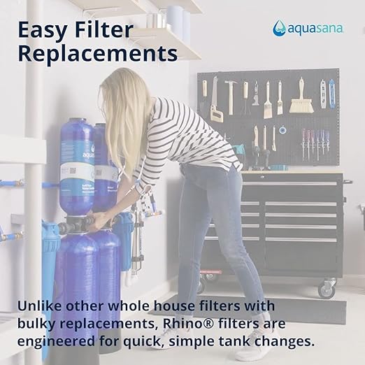Aquasana Whole House Well Water Filter | 500,000 Gallons | UV, Carbon & KDF | Salt-Free Softener Alternative | Tackles up to 99.99% Chlorine, Bacteria, Viruses, Cysts & Scale | Rhino WH-WELL-CT-UV