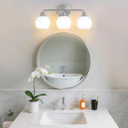 Bathroom Light Fixtures Brushed Nickel Vanity Light 3 Light Wall Sconces Lighting Silver Lights with Milk Globe Glass Shades Bath Wall Lamp for Mirror Kitchen Living Room Bedroom Hallway