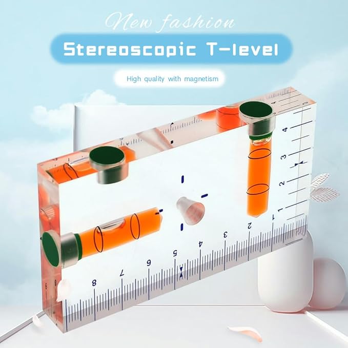 Transparent Rectangular high-Precision T-Shaped Level Integrated Small Household Magnetic Water Level (red, 95 * 51 * 13mm)