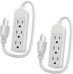 2-Pack Power Strip 3 Prong Outlet - Slim White 3 Grounded Outlets 1ft Heavy Duty Extension Power Cord Power Strip Ideal for Computer/Phone/Home/Office (13A/125V/1625W/ETL Listed)