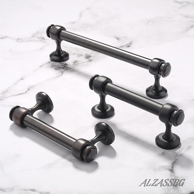 Alzassbg 10 Pack Oil Rubbed Bronze Cabinet Pulls, 3 Inch(76mm) Hole Centers Cabinet Handles Kitchen Hardware Straight Bar for Cabinets and Drawer AL3082ORB