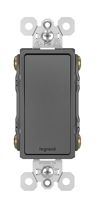 Legrand radiant TM874BKCC6 15 Amp Rocker Wall Switch, 4-Way Decorator Light Switches, Black (1 Count)