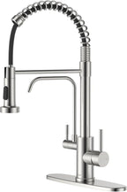APPASO Kitchen Faucet with Drinking Water Faucet, 3 in 1 Pull Down Faucet with Purfied Water Faucet, 20 Inches High Arc Kitchen Water Filter Faucet, Brushed Nickel (Without Filtration Device)