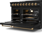Gordon Ramsay by THOR Kitchen 48 Inch Professional Gas Range with Double Oven in Black/Bronze