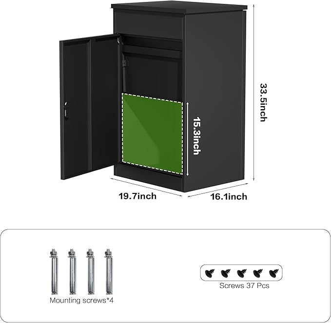 Package Delivery Boxes for Outside,Enlarged Porch Box for Packages with Coded Lock,Large Space,Waterproof,Cold-Rolled Steel Package Lock Box (19.7”x16.1”x33.5”)
