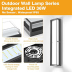 Sytmhoe Outdoor Wall Sconce Lights,2Packs 10%-100% Dimmable LED Modern Porch & Patio Wall Light Fixture, 23.6in Black Exterior Sconce Wall Mounted Lights Suitable for Garage Courtyard House(6000K)