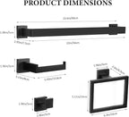 10-Piece Matte Black Bathroom Hardware Set,Towel Bar Set for Bathroom Include 23.6 inch Towel Bar,Towel Ring,Toilet Paper Holder Towel Hooks,Stainless Steel Wall Mounted