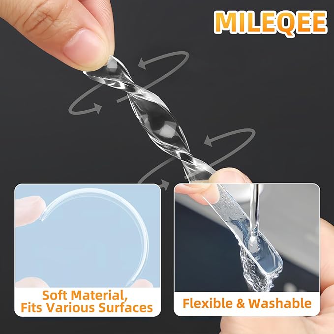 50PCS Clear Protector Strips, Door Wall Bumpers Stopper, Self Adhesive Cabinet Pads Sound Dampening, Cupboard Drawer Cushion Guards, Desk Protective Soft Quiet Cushioning for Furniture Kitchen