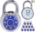 Combination Padlocks with Metal Body, Indoor Use for Gym Lockers & School Locker, ‌Blue, 12-Pack
