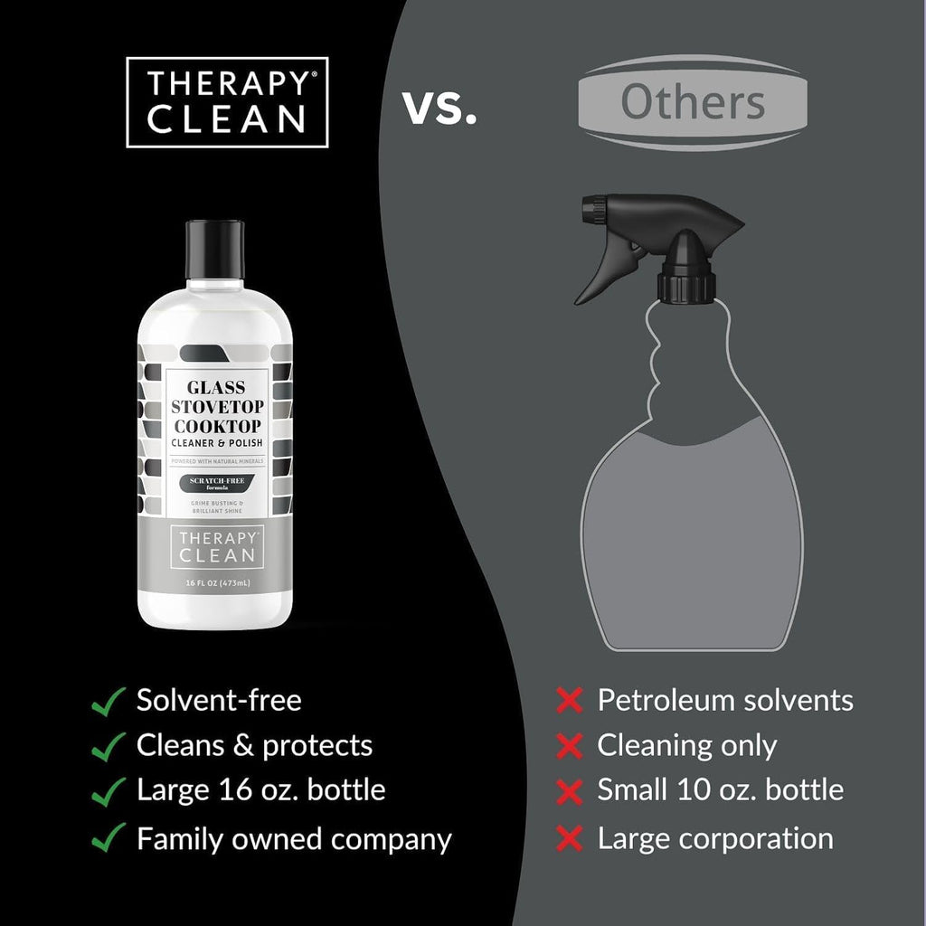 Therapy Glass Cooktop Cleaner 16 oz - Glass Stove Top Cleaner and Polish for Ceramic, Electric, Induction and Flat Top Surfaces