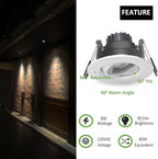 Canless Recessed Gimbal Downlight Rotatable-Spotlight 5 CCT 3 Inch Eyeball Ceilling Potlight, Dimmable Recessed Lights Fixture with Junction Box, 8W CCT Adjustable, White Round Trim, 6 Pack