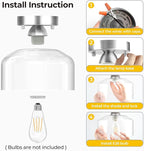 Semi Flush Mount Ceiling Light Silver, Clear Glass Pendant Lamp Shade, Modern Farmhouse Light Fixture for Hallway Corridor Kitchen Entryway Bedroom, Bulb Not Included