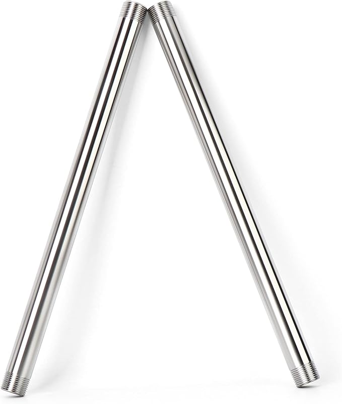 TAISHER 2PCS Stainless Steel Pipe Fittings, 1/4" NPT Male x 1/4" NPT Male Threaded, 16" Length Nipple Cast Pipe