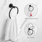 Bathroom Hardware Set Matte Black, 10 Pieces Bathroom Accessories Set Includes Includes 2 Packs 24 Inch Towel Bar, Towel Ring, Toilet Holder and 4 Packs Towel Hooks