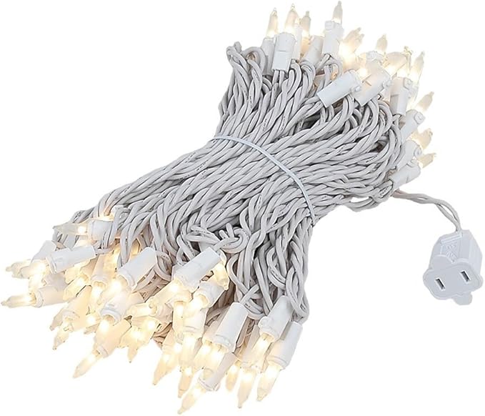 Novelty Lights 50 Feet 100 Bulb Incandescent Mini Light String, Frosted with 6-Inch Spacing on White Wire, UL Listed Commercial Grade Indoor/Outdoor Mini Lights, Connectable End-to-End