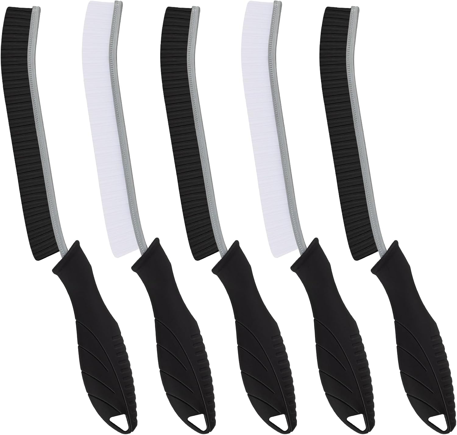 Hard Bristle Crevice Cleaning Brush - Cleaning Supplies - Grout Cleaning Brushes for Household Use - Crevice Cleaning Tool for Bathroom, Home and Kitchen (5, Black)