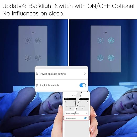 MoesGo WiFi RF Smart Ceiling Fan Light Switch, Work with Smart Life/Tuya APP, Control Speed Control Alexa and Google Home Compatible White