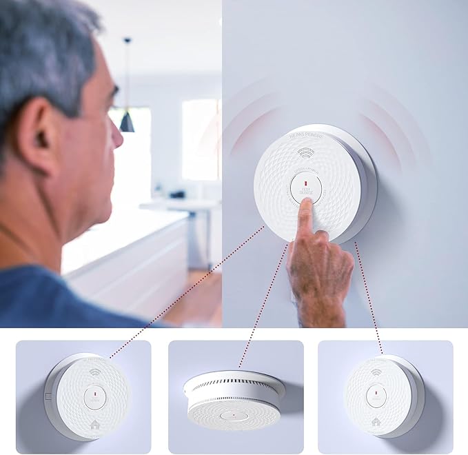 Hardwired Interconnected Smoke and Carbon Monoxide Detector Combo, 2 in 1 Smoke and CO Detector with Replaceable Batteries Back Up, AC Smoke and CO Alarm, Voice Alert, Self-Check, 3 Pack