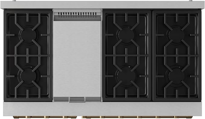 Gordon Ramsay by THOR Kitchen 48 Inch Professional Gas Range with Double Oven in Stainless Steel/Bronze