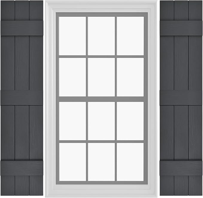 Board & Batten Vinyl Shutters (1 Pair) | 11"x55" (3-Board) - Cornerstone Grey | Exterior Window Shutters | Includes Mounting Hardware | Simple Installation | Made in USA