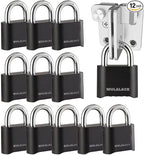 Combination Lock Outdoor, 4 Digit Weatherproof Padlock Combination for Outdoor Sheds Fence, Gate Hasps, Storage Unit, 12 Pack…