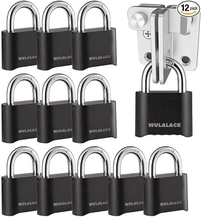 Combination Lock Outdoor, 4 Digit Weatherproof Padlock Combination for Outdoor Sheds Fence, Gate Hasps, Storage Unit, 12 Pack…
