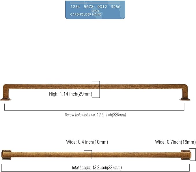 6 Pack Antique Brass Cabinet Pulls 12.6 Inch Kitchen Cabinet Handles Vintage Drawer Pulls Kitchen Handles for Cabinets Wardrobe Pulls Retro Dresser Pulls Drawer Handle