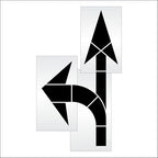 Pavement Stencils - 160 inch - Straight & Turn Combo Arrow KIT for MUTCD, FHWA, Road & HWY DOT - (3 Piece) - 160" x 90" x 1/16" (63 mil) - Light-Duty