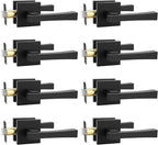 knobelite 8 Pack Passage Door Handle,Keyless Matte Black Interior Door Knob,Heavy Duty Door Lever Hardware for Hallway,Office,Reversible for Left & Right