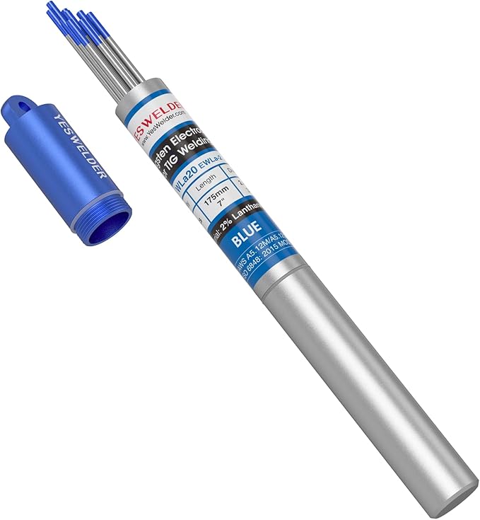 YESWELDER TIG Welding Tungsten Electrode 2% Lanthanated 3/32" x 7" (Blue, WL20/EWLa-2) 10-pk