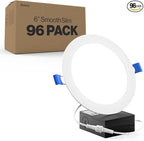 Sunco 96 Pack 6 Inch Ultra Thin LED Recessed Ceiling Lights Slim, 4000K Cool White, Dimmable 14W, Canless Wafer Thin with Junction Box