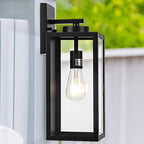 16-inch Large Outdoor Wall Light Fixture, Black Exterior Wall Lantern Waterproof, Farmhouse Porch Sconce Lighting With Glass, Modern Wall-Mounted Outside Lights for House, Garage, Patio Lamp, 2 Packs