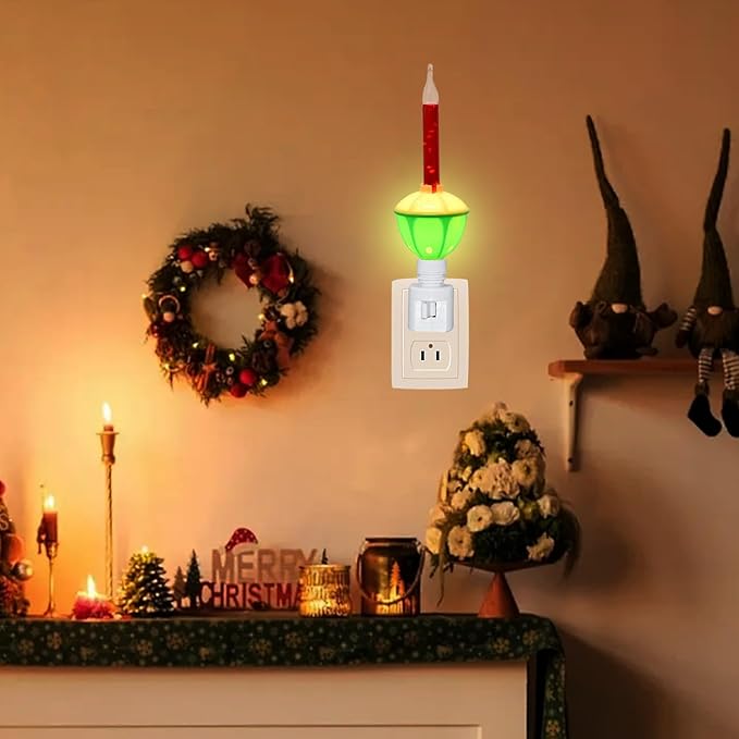 Christmas Bubble Night Lights Plug into Wall, 1 Multicolor Bubble Christmas Night Light + 1 Replacement Bubble Light Bulb, 5w Incandescent Bulb 120v Fits C7/ E12 Candelabra Base Swivel Plug-in Base