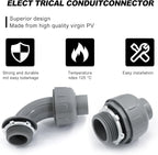 2 inch PVC Flexible Conduit Connector UL Listed Conduit Connector Fittings 12 Pack (8 Pcs 180D/4 Pcs 90D)