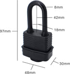 Waterproof Padlocks Keyed Alike for Outdoor use, Covered Heavy Duty Laminated Steel Lock, 1-9/16 Inch. Wide, Long Padlock, Bulk Locks with Same Keys, Pack of 72