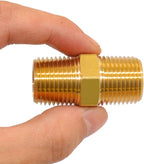 KOOTANS 1/4 NPT x 1/4 NPT Male Solid Brass Hex Nipples, Heavy Brass Pipe Adapter Fittings Equal Nipples Connectors 4Pieces