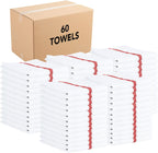 Arkwright Qwick Wick Bar Mop Towels Bulk - (Case of 60) 100% Cotton Quick Dry Dishcloths, Super Absorbent Multipurpose Cleaning Rags for Restaurants, Kitchen, Bathroom, Hotel, 16 x 19 in, Red Stripe