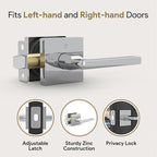 Mega Handles Prime Privacy Lever Door Handle for Hallway, Closet and Bathroom, Keyless Design Door Levers, Fits All Standard Door Sizes, Covered Screws Included - Polished Chrome (1 Pack), 5"