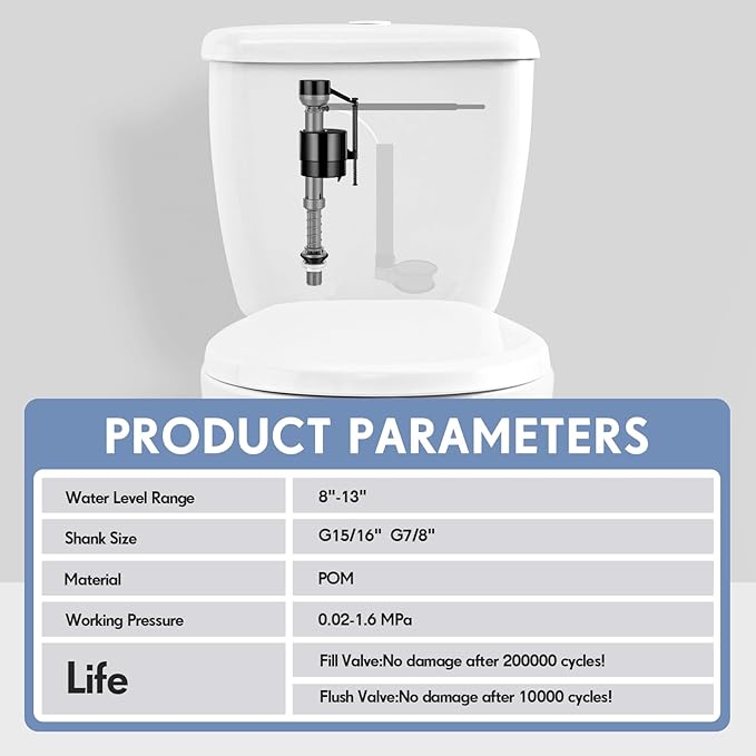 Lasnten 4 Pieces Toilet Fill Valve Toilet Tank Replacement Kit Valve Replacement Kit for Tank and Bowl Water Control