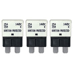 Auto Reset ATC/ATO 25 Amp Circuit Breaker Fuse for Automotive Marine RV Car Truck Audio Battery Protection Automatic Reset | Low Profile (25A, 3 Pack)