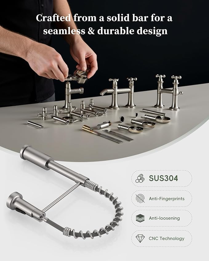 APPASO 2 Hole Kitchen Faucet, Kitchen Faucet with Separate Handle, SUS304 Stainless Steel Two Holes Faucet for Kitchen Sink, Brushed Nickel