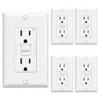 ELEGRP GFCI Outlet 15 Amp, Self-Test GFI Electrical Outlet with Narrow Design, GFCI Receptacle with LED Indicator, UL Listed, White, Wall Plate Included, 5 Pack