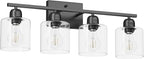 Modern 4 Light Bathroom Light Fixtures, 24 inch Bathroom Vanity Light with Clear Glass for Mirror Kitchen Living Room Hallway Cabinet Porch