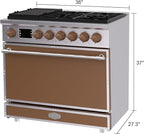 Akicon 36" Freestanding Gas Cooktop Oven Combo, Features 6 Sealed Burners, 5.2 Cu.ft Rapid Convection Oven, Convertible Fuel (NG/LP), Durable Cast Iron Grating (CFSCFSB3)