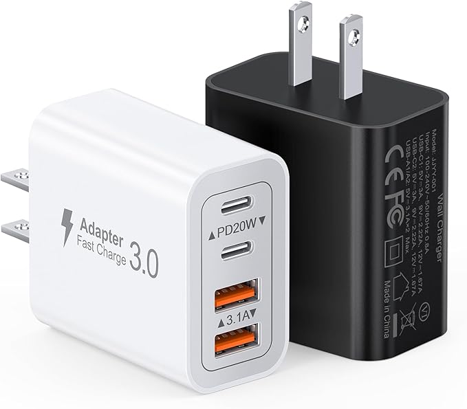 40W USB C Charger Block, 2-Pack Fast Charge Cube Powered Multi-Port Wall Plug Power Adapter Type C Brick for iPhone 17/16/16 Pro Max/15/15 Pro Max/14/14 Pro Max/13/12/iPad, Motorola, LG,PS5, Huawei