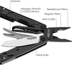 Multitool, 20-in-1 Stainless Steel Multi Tools Pliers with Nylon Sheath, Safe Locking, Professional Multi-Tool for Survival, Camping and Hunting, Black
