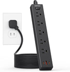 2 Prong Power Strip, 2 to 3 Prong Outlet Adapter with Polarized Plug, 1700J Surge Protector, 6ft Two Prong Extension Cord, 5 AC Outlets & 3 USB(5V 3.4A Max), Wall Mount for Non-Grounded Outlet