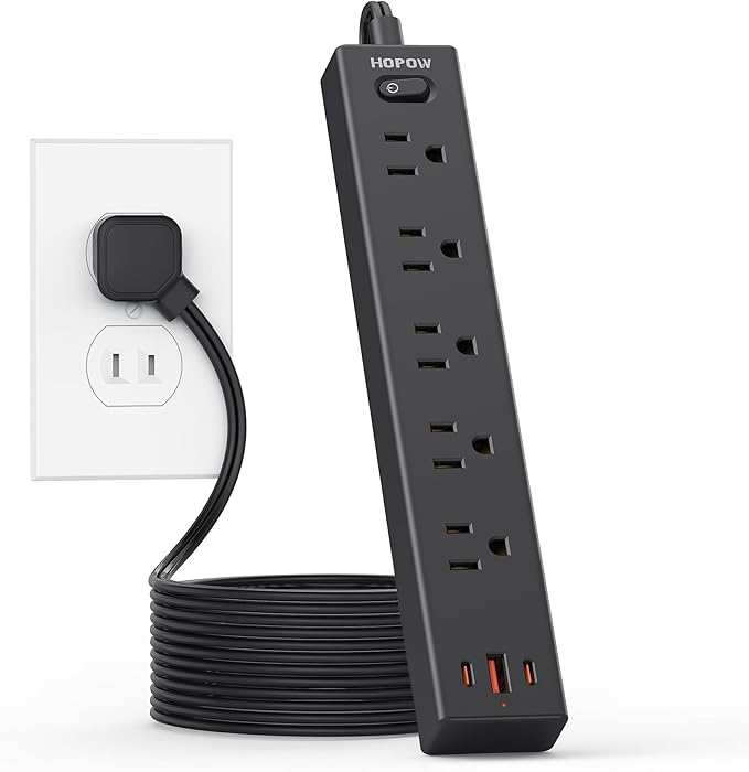 2 Prong Power Strip, 2 to 3 Prong Outlet Adapter with Polarized Plug, 1700J Surge Protector, 6ft Two Prong Extension Cord, 5 AC Outlets & 3 USB(5V 3.4A Max), Wall Mount for Non-Grounded Outlet