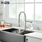 Fapully Pull Down Kitchen Faucet with Lock Sprayer,Single Handle Spring Stainless Steel Kitchen Sink Faucet Brushed Nickel